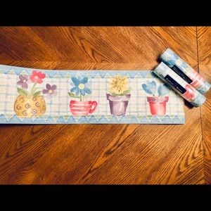 NWT Flower Pot Wallpaper Border - THREE ROLLS